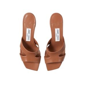 Jimmy Choo - NIB Ellison 45mm Leather Mules Sandals Sz 38 1/2